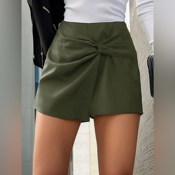 NIP-Solid Twist Front Asymmetrical Skort - Picture 3 of 5
